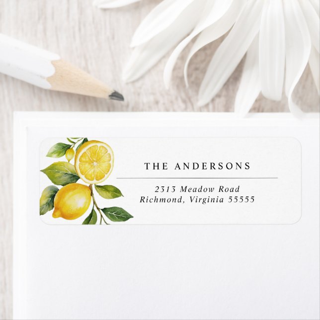 Yellow Lemons | Botanical Citrus Return Address Label (Insitu)