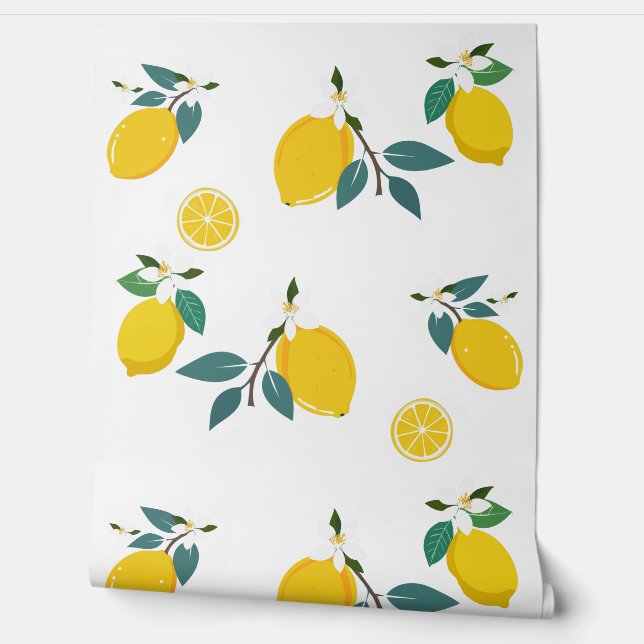 yellow lemons branches wallpaper (Unrolling)