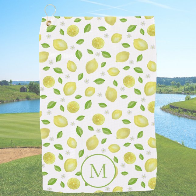 Yellow Lemons Custom Monogrammed Golf Towel (Creator Uploaded)