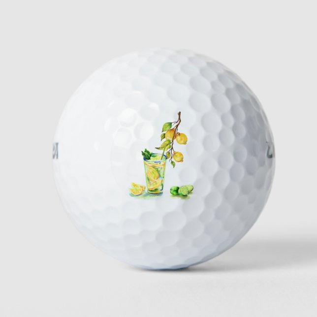 Yellow Lemons Drink Golf Balls (Front)
