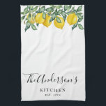 Yellow lemons Family Kitchen Custom Tea Towel<br><div class="desc">Add a special touch to your kitchen! This gorgeous Towel featuring watercolor lemons will add a marvelous touch of yellow and green.</div>