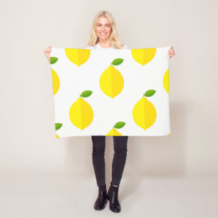 Yellow lemons fleece blanket