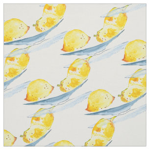 Yellow lemons fruit art fabric