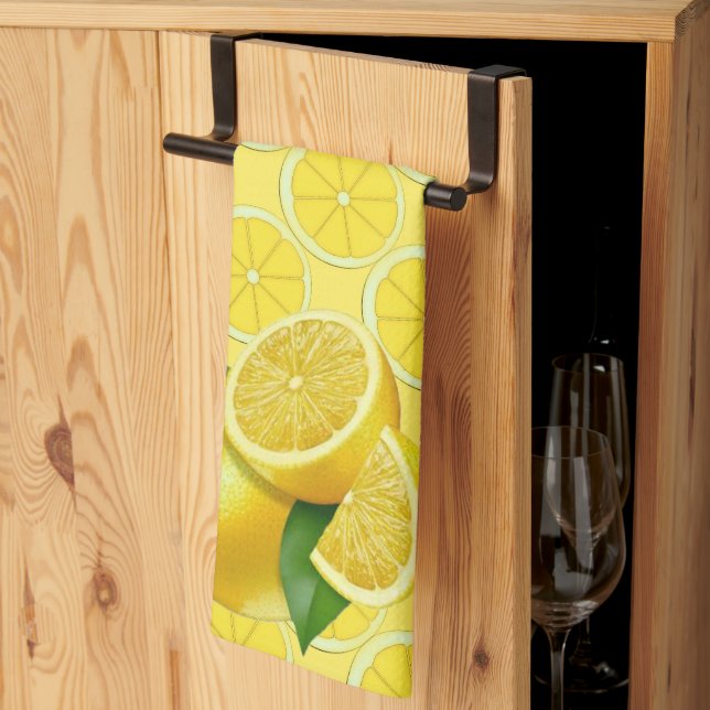 Yellow Lemons Fruit Kitchen Design Kitchen Towel (Thirds Fold)