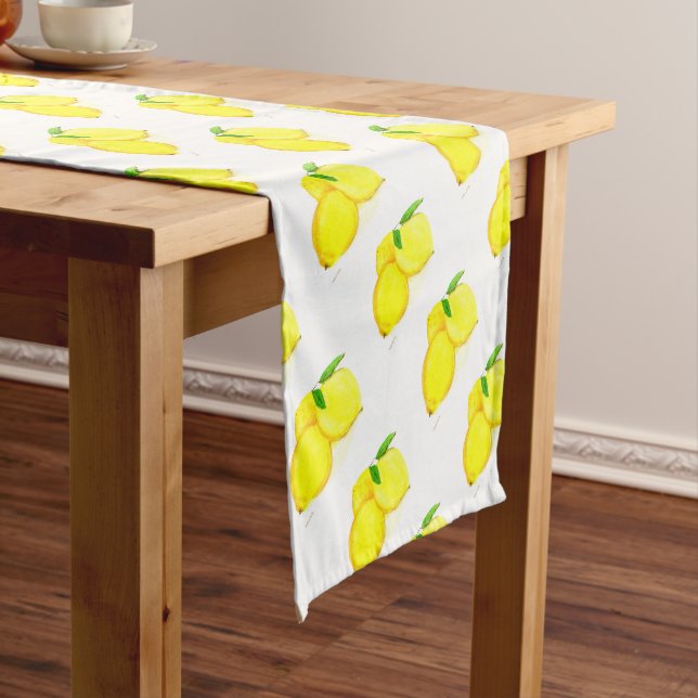 Yellow lemons fruits Summer Fresh Citrus  Short Table Runner (In Situ)
