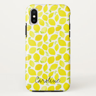 Yellow Lemons in Watercolor. Add Name. iPhone X Case