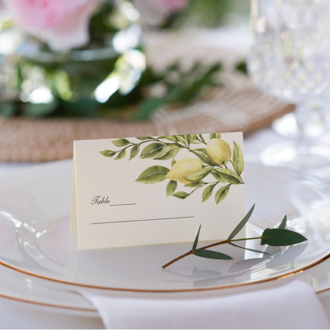 Yellow | Lemons Leaves elegant Wedding Business Card (Creator Uploaded)