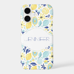 Yellow Lemons Mint Green and Blue Personalised