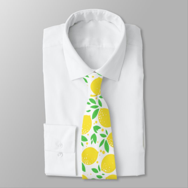 Yellow Lemons Neck Tie (Tied)