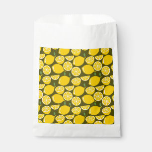 Yellow Lemons & Olive Green Pattern: Modern Citrus Favour Bag