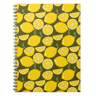 Yellow Lemons & Olive Green Pattern: Modern Citrus Notebook