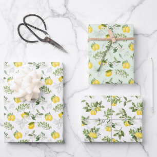 Yellow Lemons On the Vine Wrapping Paper Sheet