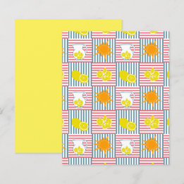 Yellow Lemons Orange Sun Pink Teal Stripes Paper