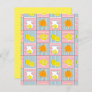Yellow Lemons Orange Sun Pink Teal Stripes Paper