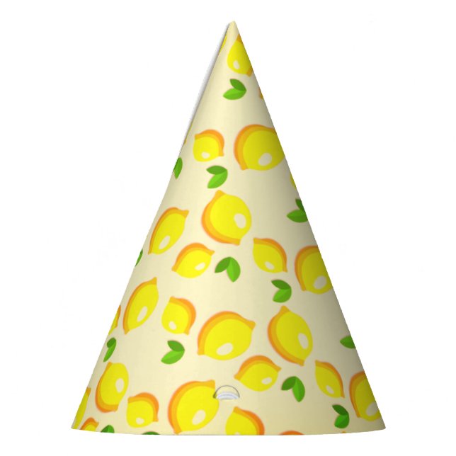 Yellow Lemons Paper Party Hat (Left)