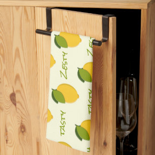 Yellow Lemons Pattern Fresh Zesty Tasty Lemony Tea Towel