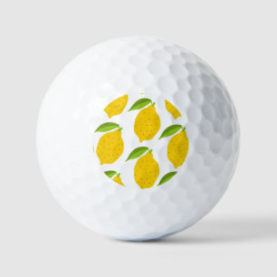 Yellow lemons, seamless artistic pattern. golf balls