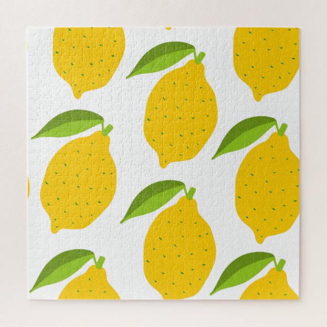 Yellow lemons, seamless artistic pattern. jigsaw puzzle (Vertical)