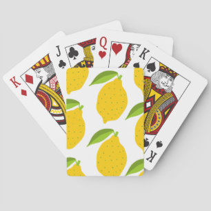 Yellow lemons, seamless artistic pattern. playing cards