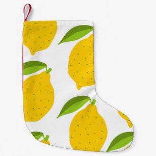 Yellow lemons, seamless artistic pattern. small christmas stocking