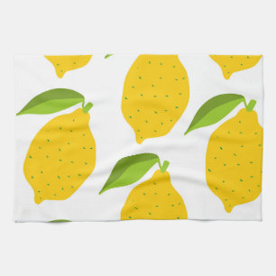 Yellow lemons, seamless artistic pattern. tea towel