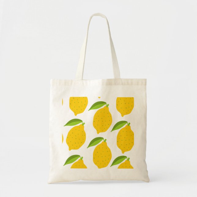 Yellow lemons, seamless artistic pattern. tote bag (Front)