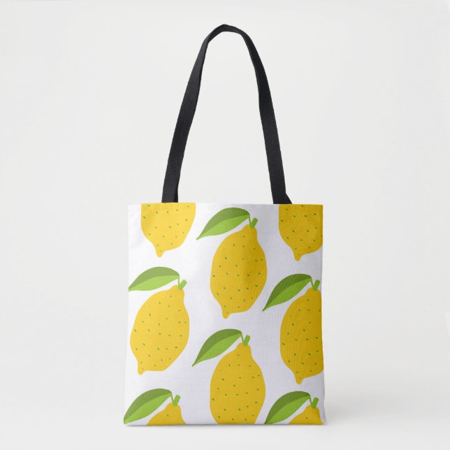 Yellow lemons, seamless artistic pattern. tote bag (Front)