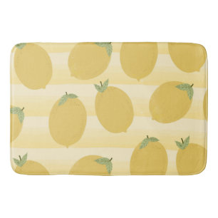 Yellow Lemons Summer Fruit Watercolor Fun Bright Bath Mat