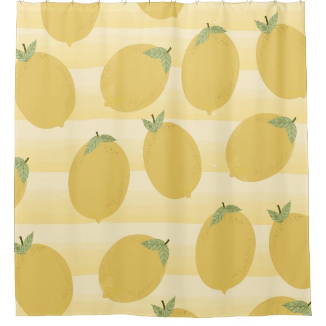 Yellow Lemons Summer Fruit Watercolor Fun Bright Shower Curtain (Front)