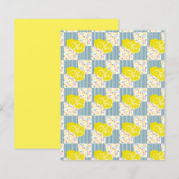 Yellow Lemons Teal Stripes Scrapbook Paper