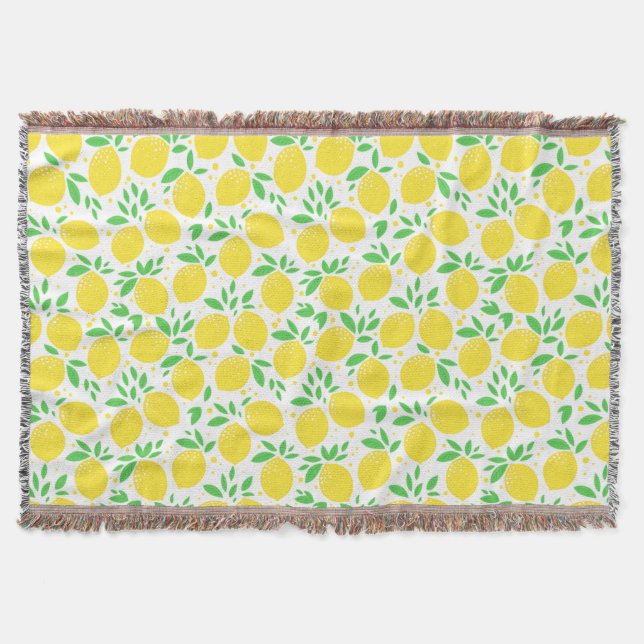 Yellow Lemons Throw Blanket (Front)