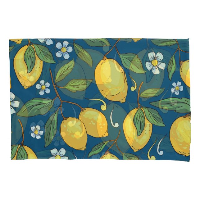 Yellow Lemons: Tropical Fruit Pattern. Pillowcase (Front)