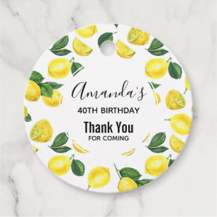 Yellow Lemons Watercolor Fruit Pattern Favour Tags