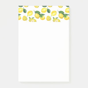 Yellow Lemons Watercolor Fruit Pattern Post-it Notes