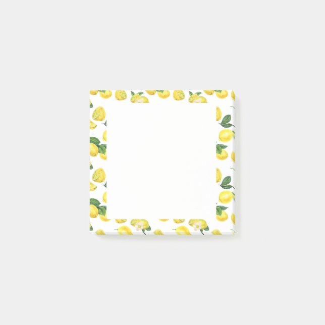 Yellow Lemons Watercolor Fruit Pattern Post-it Notes (Front)