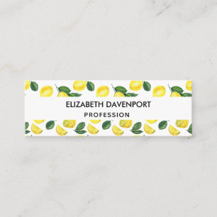 Yellow Lemons Watercolor Pattern Mini Business Card