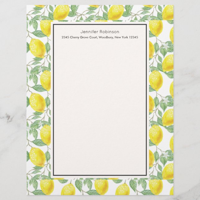 Yellow Lemons with Green Leaves Pattern (Front)