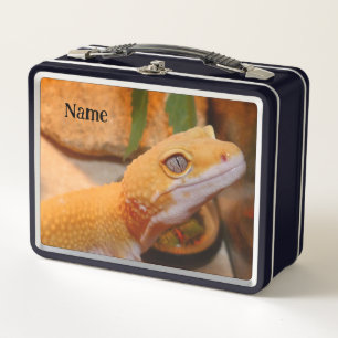 Yellow Leopard Gecko Cutting Board Metal Lunch Box