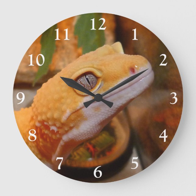 Yellow Leopard Gecko Large Clock (Front)