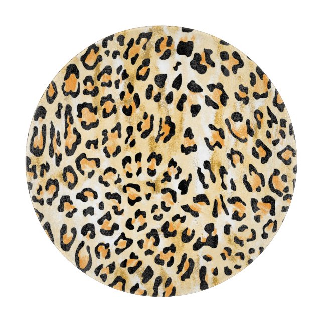 Yellow leopard, hand-drawn. cutting board (Front)