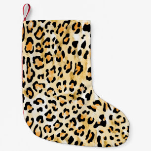 Yellow leopard, hand-drawn. small christmas stocking