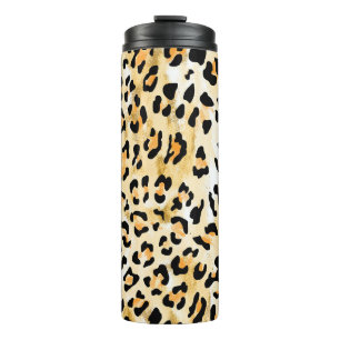 Yellow leopard, hand-drawn. thermal tumbler