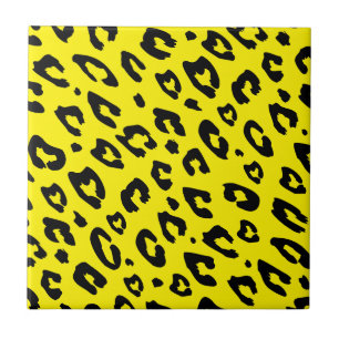 Yellow leopard pattern wild exotic animal print ceramic tile