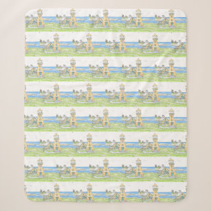Yellow Lighthouse Sherpa Blanket