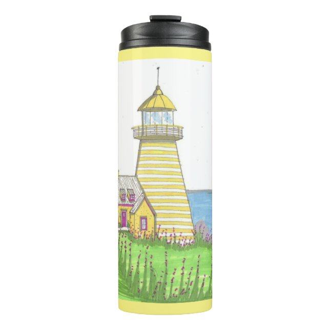 Yellow Lighthouse Thermal Tumbler (Front)
