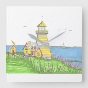 Yellow Lighthouse Wall Clock