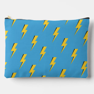 Yellow Lightning Blue Background Y2K Pattern Accessory Pouch
