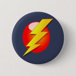 yellow lightning bolt 6 cm round badge