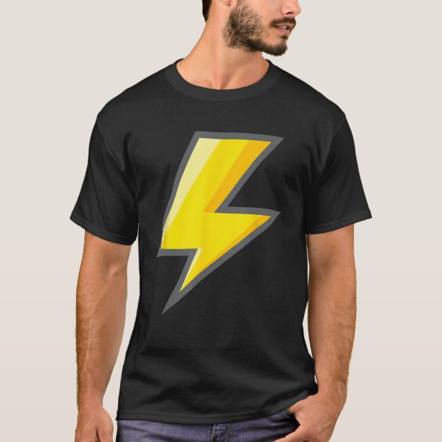 Yellow Lightning Bolt Graphic Tee Easy Halloween C (Front)