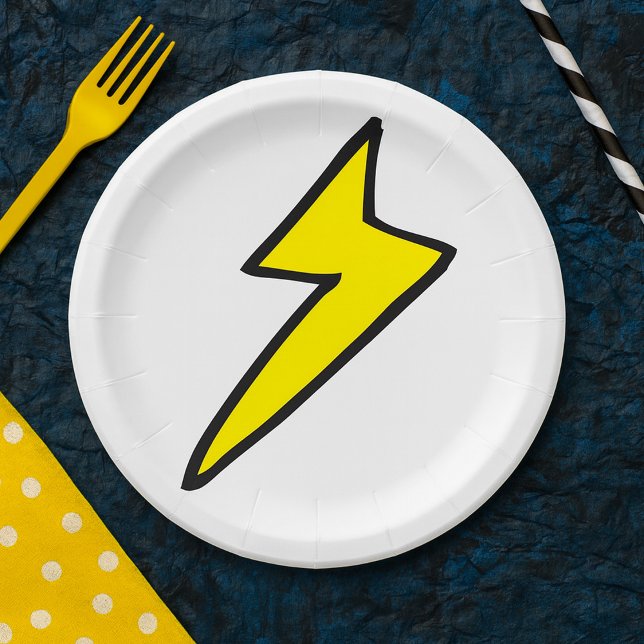 Yellow Lightning Bolt Paper Plate (Creator Uploaded)